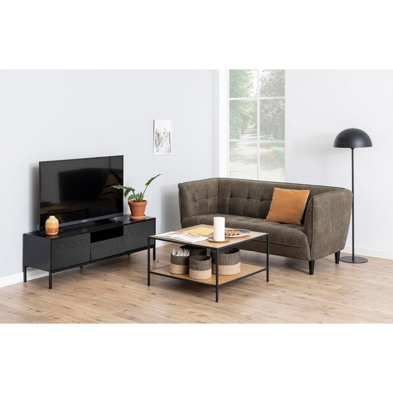 Szafka RTV Actona Seaford 140cm Czarna | Salon w Stylu Industrialnym