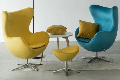 Designerski fotel obrotowy Jajo Velvet inp. Egg Chair