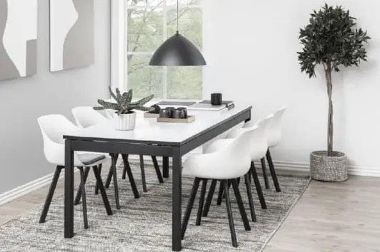 Designerski biało-czarny stół rozkładany Mosel 215 Actona