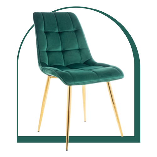 Zielone krzesło welurowe ze złotymi nogami Chic Velvet Signal